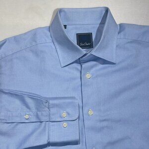 David Donahue Oxford Dress Shirt 16 32/33 Sky Blue 100% Cotton